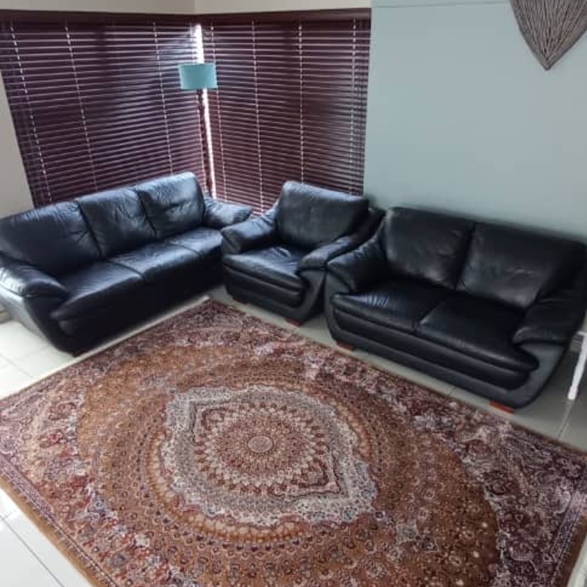 3 Piece Lounge Suite Black Faux Leather JuggleBee